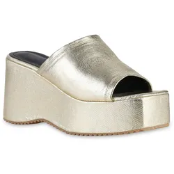 Damen Plateau Sandaletten in Gold