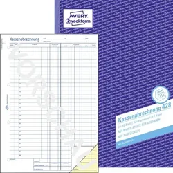 428 Kassenabrechnung, MwSt.-Spalte für Ausgaben, A4, mit Blaupapier, 2x 50 Blatt - weiß