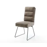 DELIFE Polsterstuhl Pela-Flex, Kufengestell Schwarz Mikrofaser Taupe Vintage Taschenfederkern grau
