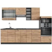 Vicco Küchenzeile Fame-Line 280 cm Goldkraft Eiche/Anthrazit