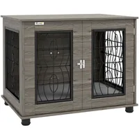 PawHut Hundekäfig Möbel mit abschließbar Tür Kissen 80 x 56 x 63 cm Grau