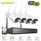 Sannce 8-kanal 5mp Wlan-nvr-überwachungssystem Mit 4 X 3mp Outdoor-ip-sicherheitskameras Mit P2p, Einweg-audio, Dualband-wlan, Ki-bewegungserkennung, 1-tb-festplatte, Alexa-kompatibel.