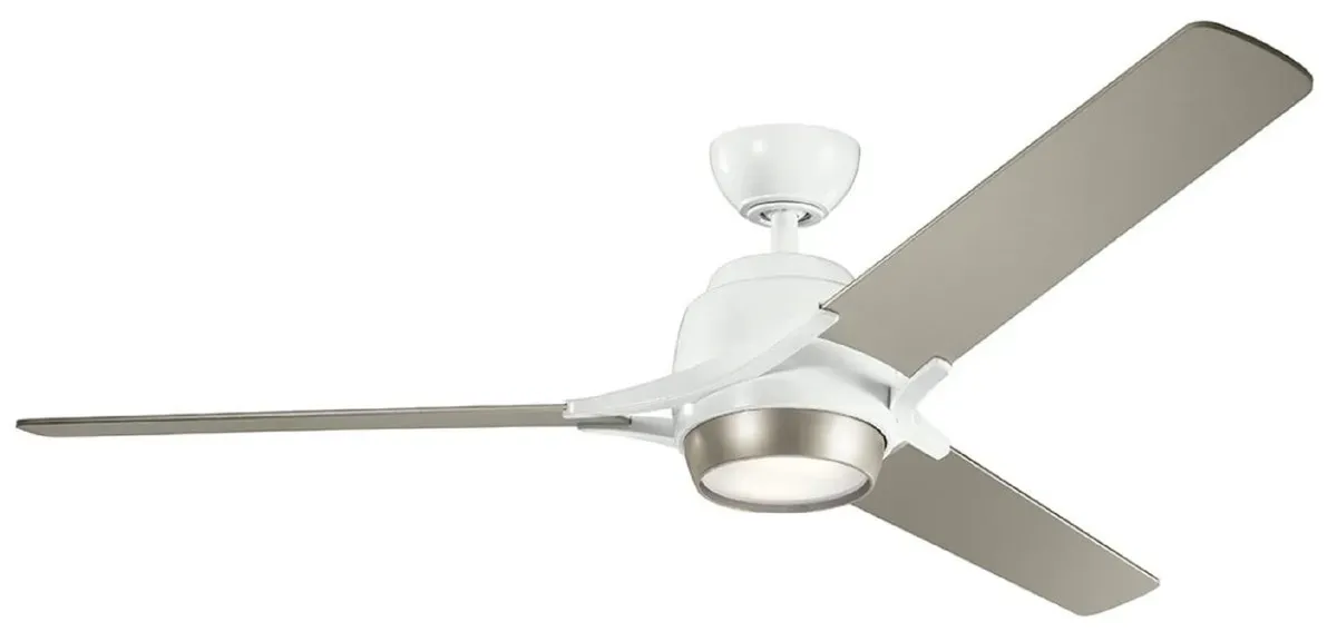 Casa Padrino Luxus Deckenventilator Weiß / Matt Silber 152 x H. 46 cm - Moderner dimmbarer Ventilator mit LED Beleuchtung und Fernbedienung - Luxus Kollektion