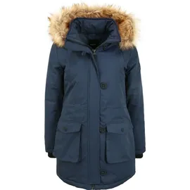 Oxmo Wintermantel Parka Mantel mit Kapuze - Blau / XS