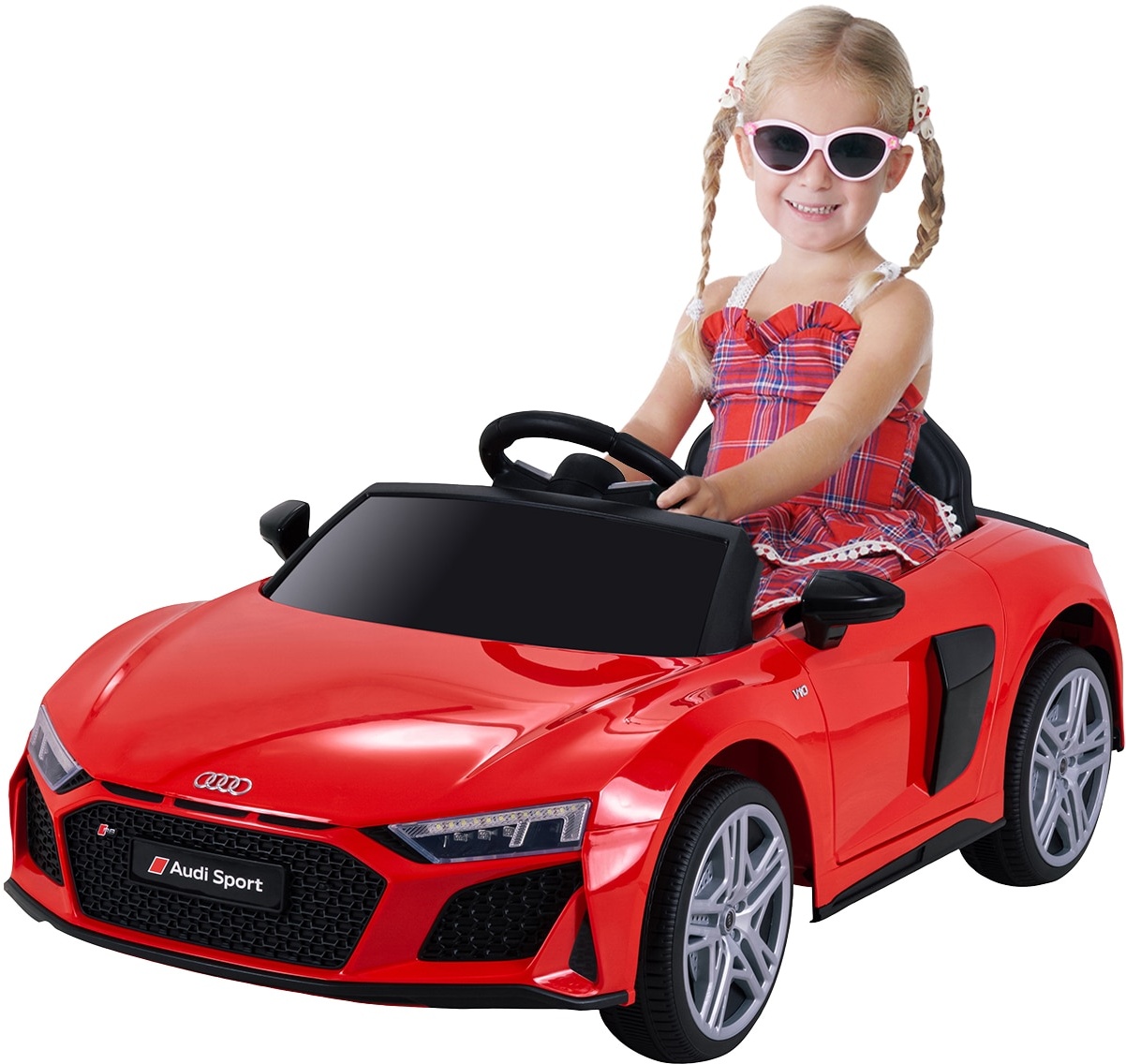 Kinder-Elektroauto Audi R8 Spyder lizenziert, 60 Watt, LED-Scheinwerfer, Musik, Hupe, Fernbedienung, (Rot)