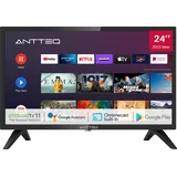 Antteq AG24F1DCU Android Fernseher 24 Zoll (61cm) Smart TV mit Google Assistant, Chromecast, Netflix, Prime Video, Disney+, Wi-Fi, Triple Tuner - Schwarz