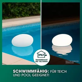 EasyMaxx Solarleuchte Stein 3,7 V inkl. Erdspieß Dämmerungssensor weiß