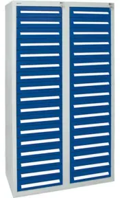 Stumpf Schubladenschrank Serie T-100/35-4, 34 Schubladen enzianblau (34x100mm)