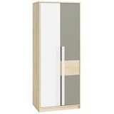 Lomadox Kleiderschrank DARDA-131 Fjord Buche Nb. mit Fronten in weiß und platingrau 80/199/55 cm beige|braun