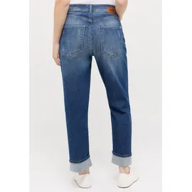 Angels Relax-fit-Jeans "LIBERTA TURN UP", Damen, Gr. 38, Länge 27, blau (mid blau used destroyed), Denim/Jeans, Obermaterial: 78% Baumwolle, 20% Polyester, 2% Elasthan, relaxed fit 7/8-Länge, Jeans, Relaxed fit, aus Baumwollmischung, mit großen Vordertaschen