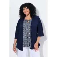 Ulla Popken Shirtjacke Kimono-Stil Blau 50/52
