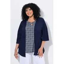 Ulla Popken Shirtjacke Kimono-Stil Blau 50/52