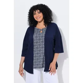 Ulla Popken Shirtjacke Kimono-Stil Blau 50/52