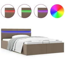 vidaXL Bett mit Bettkasten Hydraulisch mit LED Taupe Stoff 140x200 cm