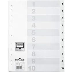 DURABLE Ordnerregister A4 nummeriert - 10-teilig - weiß