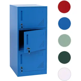 Mendler Schließfachschrank Stahl 90x38x45cm blau 3 Türen