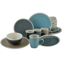 CreaTable Kombiservice Nordic Living, Mehrfarbig, Keramik, 16-teilig, Uni, 300