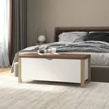 Prolenta Premium - Sitzbank mit Stauraum und Kissen Weiß Sonoma-Eiche 105x40x45cm