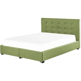 Beliani Bett mit Schubladen Stoff LA ROCHELLE 180 x 200 cm Grün