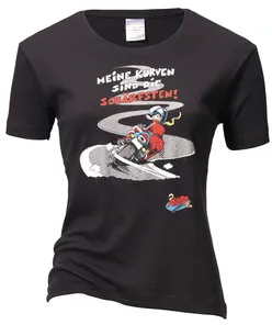 Motomania "Kurven" Damen Kurzarmshirt schwarz L