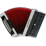 Rowadtim Akkordeon, 37 Tasten 96 Bass - Weiß/Opulenter Garten - Für Anfänger bis Profis mit praktischem Akkordeon-Gurt und Rucksack