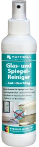 HOTREGA® Anti-Beschlag Glas- und Spiegelreiniger, Hydrophil wirksamer Reiniger mit Anti-Beschlag-Formel und Ablaufeffekt, 250 ml - Pumpsprühflasche
