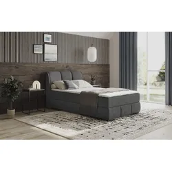 Boxbett MR. COUCH "Bethany mit Bettkasten, inkl. Matratze", grau (aqua clean pascha 214 anthrazit), B:136cm L:223cm, Polyester, Baumwolle, Komplettbetten, Topper und Zierkissen, in verschiedenen Härtegraden verfügbar
