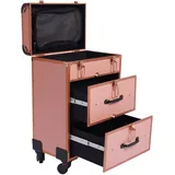 Koffer Mit Kosmetikkoffer Trolley Groß Kosmetikkoffer, Kosmetikkoffer Rolling Make-up Fall, 3-Schichten, Mit Universal Wheel, Tragfähigkeit bis zu 110.3 kg, Gold
