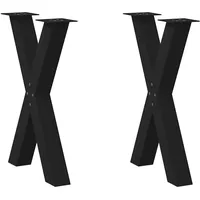 VidaXL Esstischbeine X-Form 2 Stk. Schwarz 50x(72-73) cm Stahl