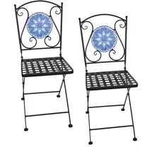 Hti-Living Marocco Gartenstuhl 35 x 37 x 89 cm blau 2 St.