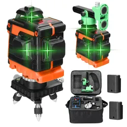Mini-Multifunktionslaser mit 12 Linien, grünem Licht, 3 Grad, selbstnivellierende Maschine, USB wiederaufladbar EU Plug orange