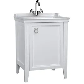 Vitra Valarte Set 65 cm, Möbelwaschtisch + Waschtischunterschrank 1 Tür Türanschlag weiß matt/Waschtisch weiß hochglanz
