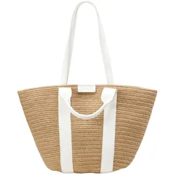 Shopper MARC O'POLO "aus geflochtener Jute", Damen, Gr. B/H/T: 44cm x 27cm x 8cm, weiß (weiß cotton), Jute, unifarben, Taschen