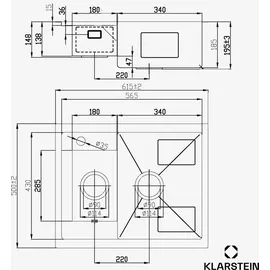 Klarstein – 1,5 Becken mit Ablage, Robuster 304 Edelstahl, Kratz- & Hitzebeständig, Leicht zu Reinigen, Inkl. Überlauf - Einbausatz... - Grau