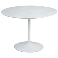 SalesFever Esstisch rund Ø 110 cm | Tischplatte MDF Marmoroptik | Gestell Metall | B 110 x T 110 x H 75 cm | weiß