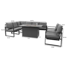 MONSTER SHOP Aluminium-Gartenmöbel-Set 7-Sitzer Loungeset grau