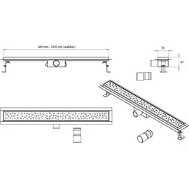 Bernstein Edelstahl-duschrinne GT01 befliesbar, 90cm