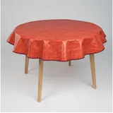 Laro Wachstuch-Tischdecke rund 140 cm Leinenoptik Rot Orange