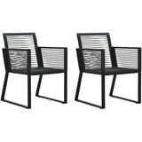 vidaXL Gartenstühle 2 Stk. Schwarz PVC Rattan