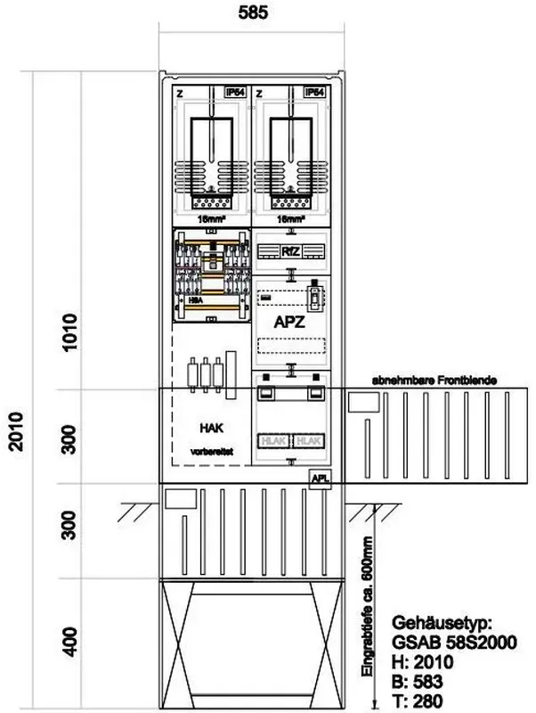 GSAB Elektrotechnik Zähleranschlußsäule Zäh#03.00.1P21APZRfZ