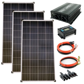 Solartronics Komplettset 3x140 Watt Poly Solarmodul 1500 w Spannungswandler 30A Laderegler Solar Inselanlage