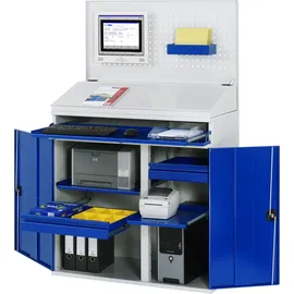 Rau Computerschrank Gummi/Polypropylen 61T B1100xT520xH1895mm enzianblau/lichtgrau mobil