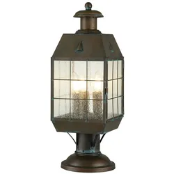 Licht-Erlebnisse Sockelleuchte PICKERING Messing Antik Transparent 3x E14 bis 60W LE117758