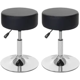 Mendler 2er-Set Hocker HWC-C22, Sitzhocker Schminkhocker, höhenverstellbar Ø 35cm ~ Kunstleder, schwarz