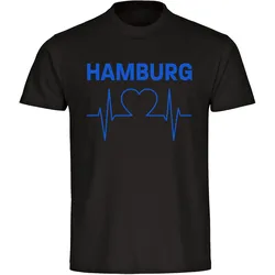 multifanshop Kinder T-Shirt - Hamburg - Herzschlag - Druck blau - Kind