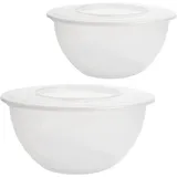 Centi 2er Set, Rühr- & Salatschüsseln 5 L – Serie DELOS, mit Deckel transparent - Transparent