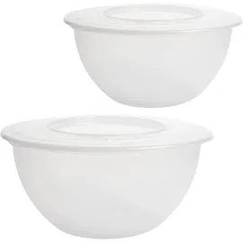 Centi 2er Set, Rühr- & Salatschüsseln 5 L – Serie DELOS, mit Deckel transparent - Transparent