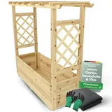 holz4home holz4home® Pflanzkasten mit Dach aus Tannenholz inkl. Vlieseinlage M