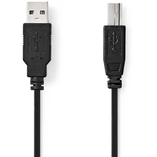 Nedis USB-Kabel - USB 2.0 - USB-A Stecker - USB-B Stecker - 10 W - 480 Mbps - Vernickelt - 1.00 m - Rund - PVC - Schwarz