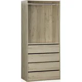 sweeek Kinderkleiderschrank Modul mit 4 Schubladen  Natur Holz beige